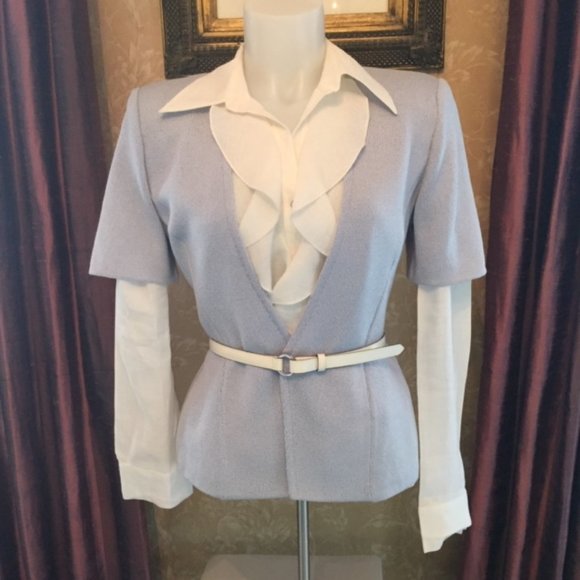 ST. JOHN COLLECTION knit jacket, blue, size 8 - Picture 12 of 12